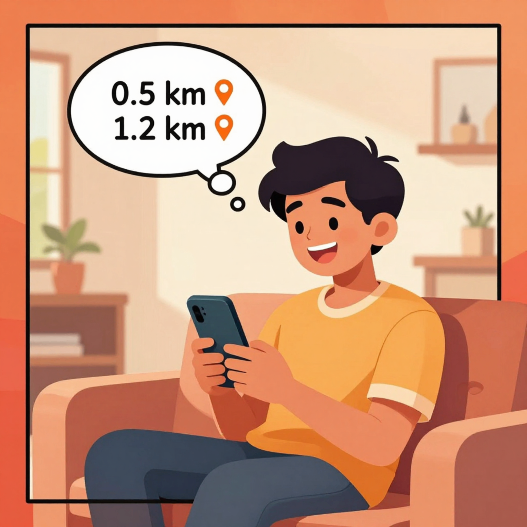 Advik happily comparing distance options on his phone.